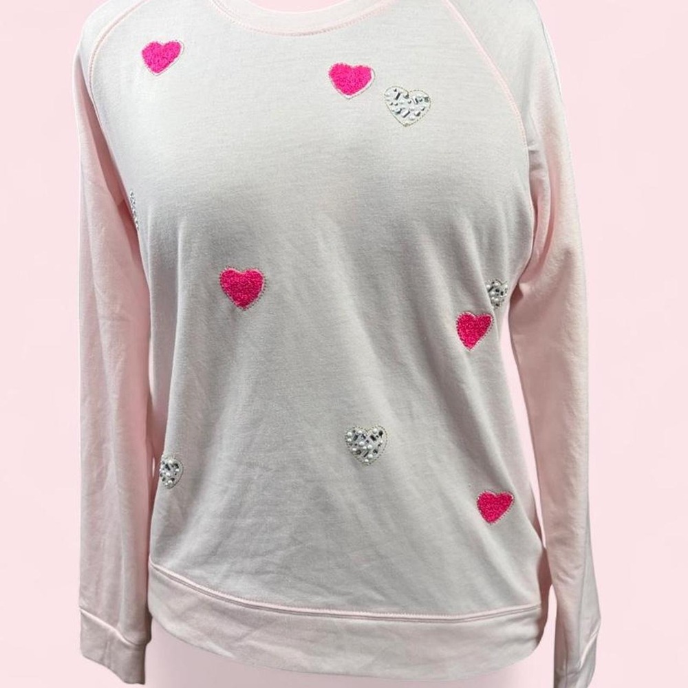Philosophy Republic Clothing Pink Heart Embellished Sweatshirt Womens Medium